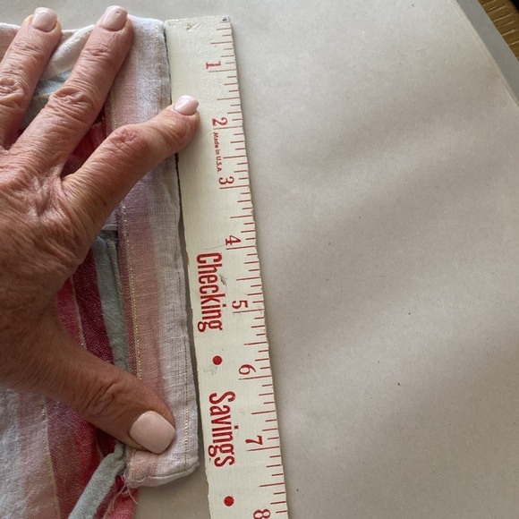 Beach lunch lounge linen blend top shirt blouse Womens M Cap sleeve stripe soft - Picture 6 of 6